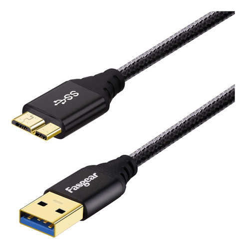 Fasgear Cable Micro B 3.0: Disco Duro Externo Nailon Usb 3.0