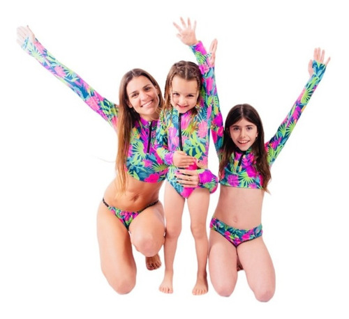 Malla Entera Niña Surf Uv Upf50+ Mangas Largas Tropical