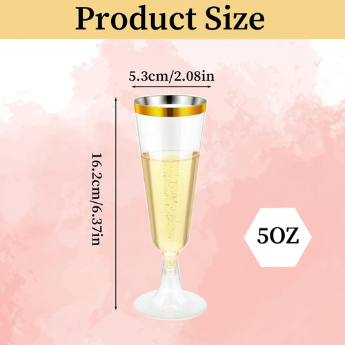 Copas Desechables Vino, Postres Plástico Premium 50 Piezas Amarillo