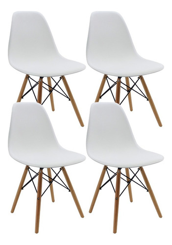 Silla de comedor BoxBit Eames estructura color blanco 4 unidades