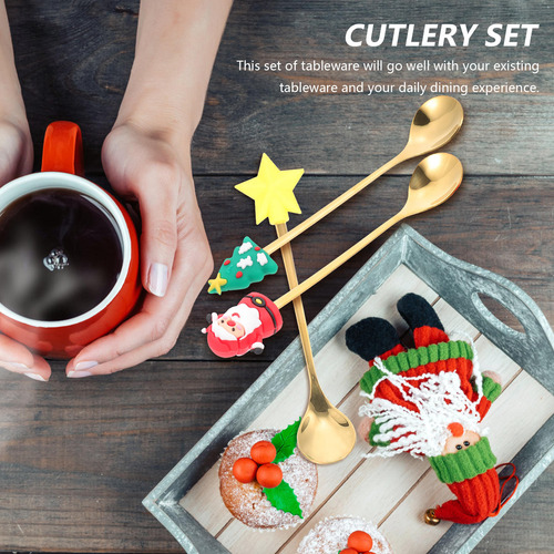 Set De Cucharas Navideñas Árbol De Navidad