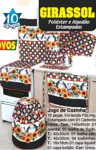 Kit Jogo de Cozinha Estampado Galinha Masterchef 11 Peças - Branco e Preto  - Realeza Enxovais - Kit Capas para Cozinha - Magazine Luiza