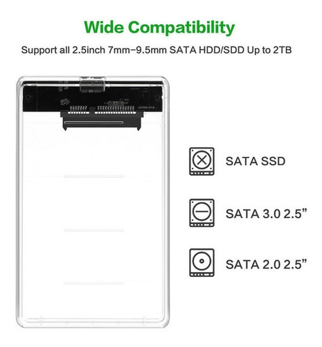 Imagen 4 de 9 de Caja Externa Disco Duro Externo 2.5 Usb 3.0 Transparente