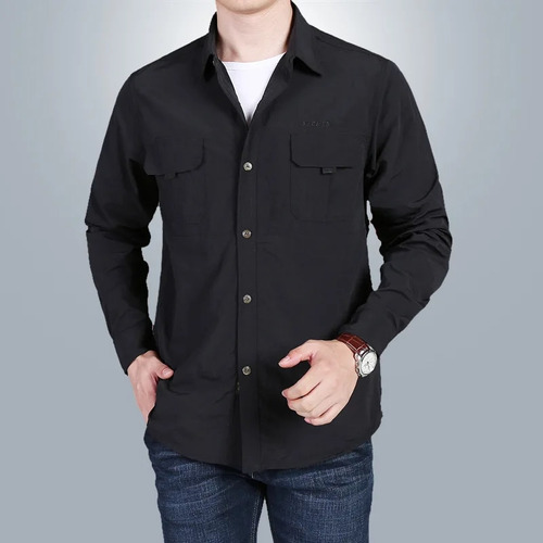 Camisas Cargo De Manga Larga Para Hombre, Camisa Informal De