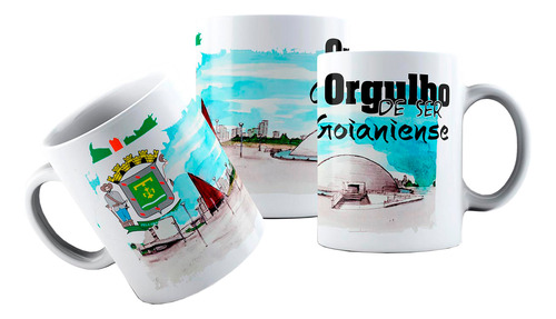 Caneca Cerâmica Bandeira Goiânia Orgulho Goianiense