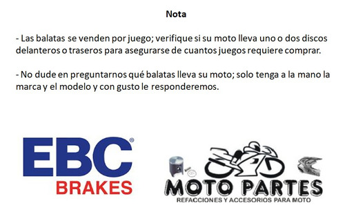 Balatas Delanteras Honda Cbr600 F Hurricane 1987 Ebc Fa121hh
