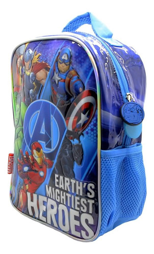Mochila Escolar Avengers Marvel Super Assemble Color Azul Diseño De La Tela Liso
