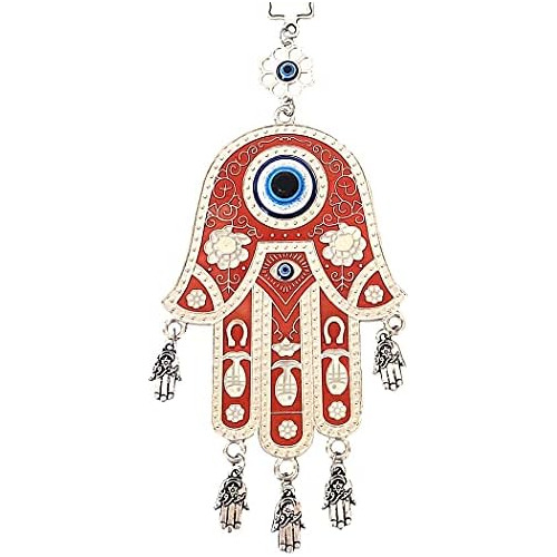 Red Hamsa Evil Eye Protection Almulet Decoración Colga...