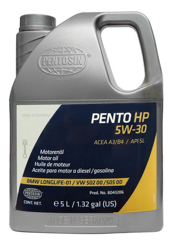 Aceite Sintetico 5w30 Auto Garrafa 5lt Pentosin Aleman