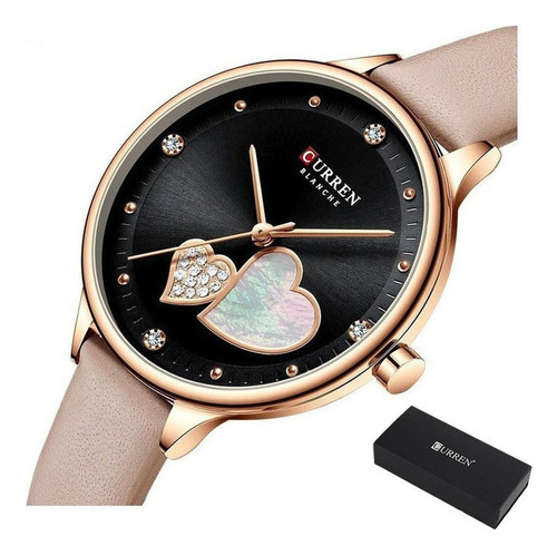 Reloj Elegante De Cuarzo Con Diamantes Curren 9077