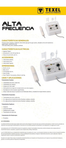 Imagen 5 de 10 de Equipo Alta Frecuencia Texel Ozono Regenerador Reafirmante
