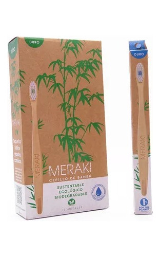 Cepillos Dientes Meraki Caja X 12u Madera Bambu Biodegradabl