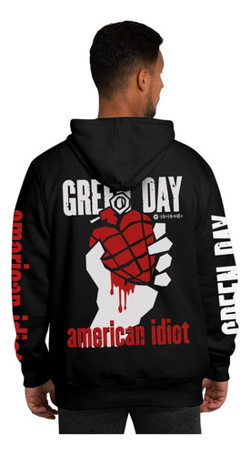 Poleron Oversize Green Day 1251 American Idiot M Negro Estampado Localizado