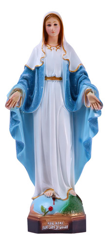 Estatua Virgen María Con Vestido Azul Brillante 48 Cm