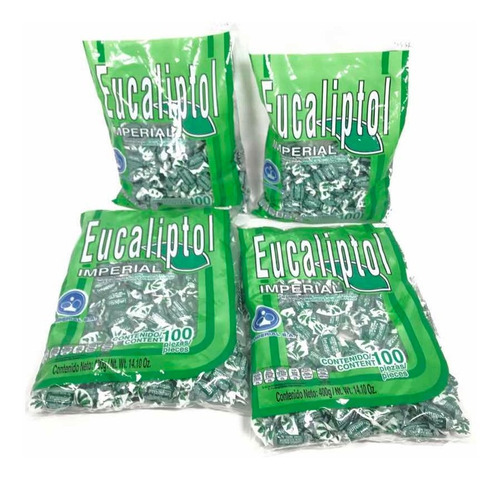 Dulce Eucaliptol 4 Bolsas C 100pz Caramelo Mentol Eucalipto