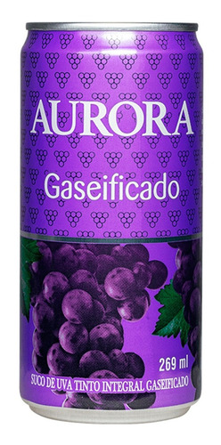 Suco Gaseificado Integral Uva Tinto Aurora Lata 269ml