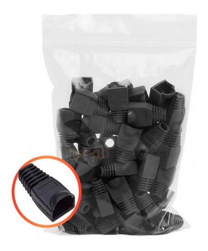 Imagen 4 de 4 de Funda De 100 Capuchones Boots Plástico Negro Conectores Rj45