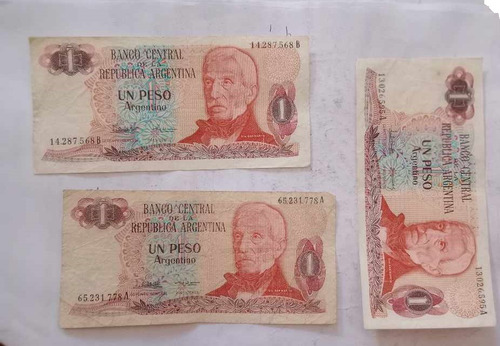 5 Billetes Antiguos De 1 Peso Argentina    