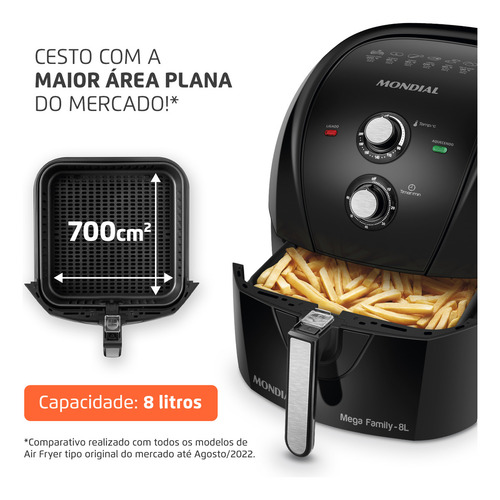 Fritadeira Air Fryer 8l Mondial 220v Preto 1900w Afn-80-fb