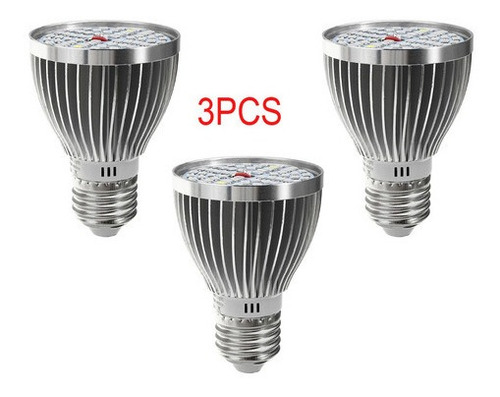 3 Lâmpadas Planta Crescer Luz E27 60w 2835 Smd Espectro Com