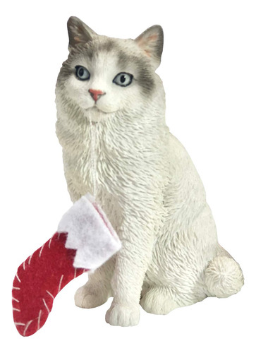Sandicast Bicolor Ragdoll Gato Con Medias Navidad Ornamento