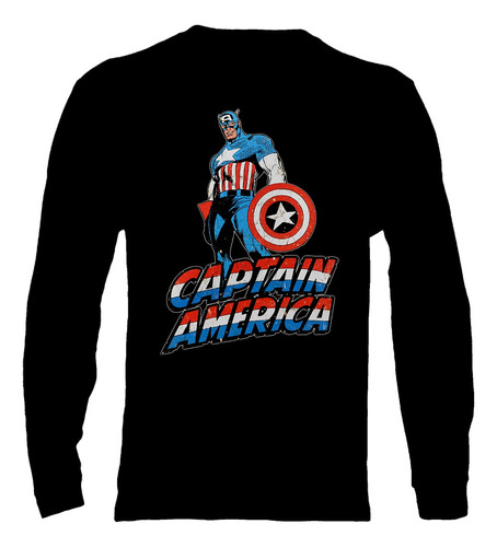 Polera Manga Larga Capitan America - Ver 02 - Vale Gamess