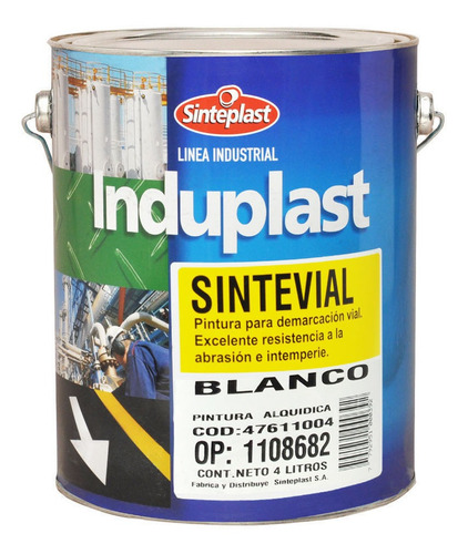 Sintevial Pintura Demarcación Vial Sinteplast 4 Lts Color Blanco