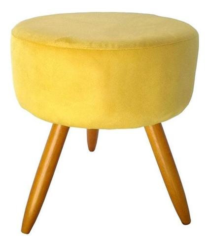 Puff Magnus Redondo Decorativo Pé Palito Amarelo Top