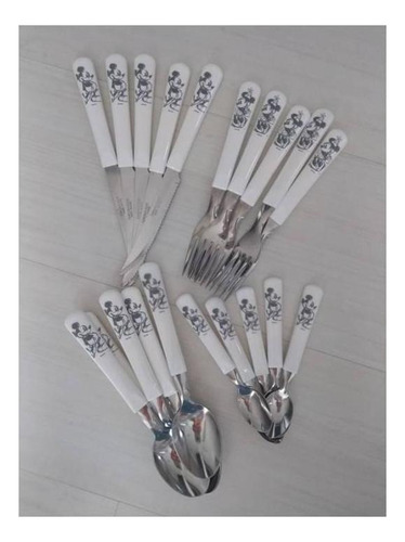 Faqueiro Simonaggio Disney Minnie E Mickey - Branco 24 Peças
