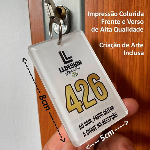 Chaveiro Personalizado Hotel Pousada Acrílico Duplo 31un