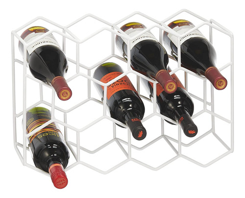 Botellero De Metal Hexagonal 3 Niveles Para 11 Botellas Vino