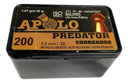 Balines Apolo Predator 5,5 Mm Cobreados X 200u