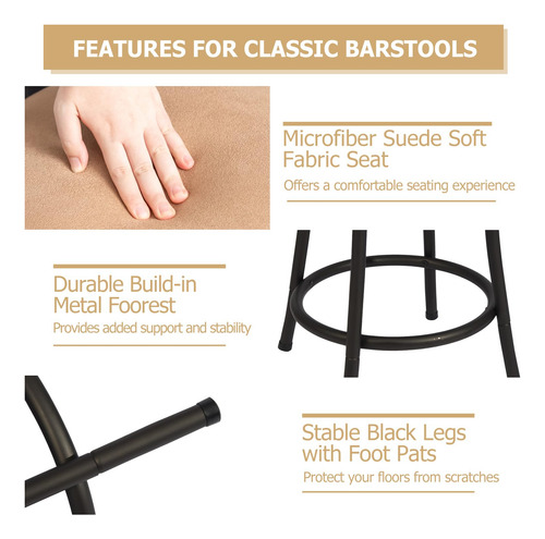 Furniturer Taburete De Cocina De Altura Sin Brazos Con