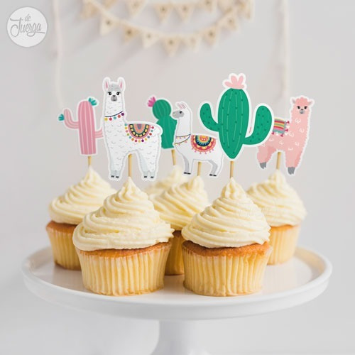 Toppers Llama Y Cactus Kit Imprimible Para Tortas Y Cupcakes