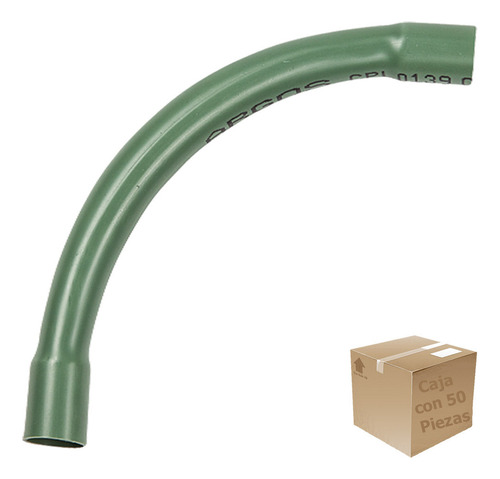 50pz Codo 1 1/4 Conduit Verde Eléctrico Pvc Ligero C/ Cople
