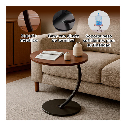Blanco - 61 - Mesa Lateral Con Diseño Curvo Para Sala Y Dorm