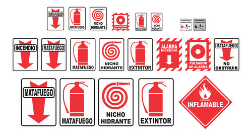 Cartel Matafuego Indicador Flecha 150x200 Mm Altoimpacto X1u Rojo