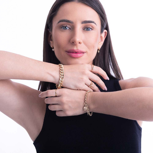 Pulseira Grumet De 10.3mm Em Ouro 18k Com Fecho Gaveta 21,0