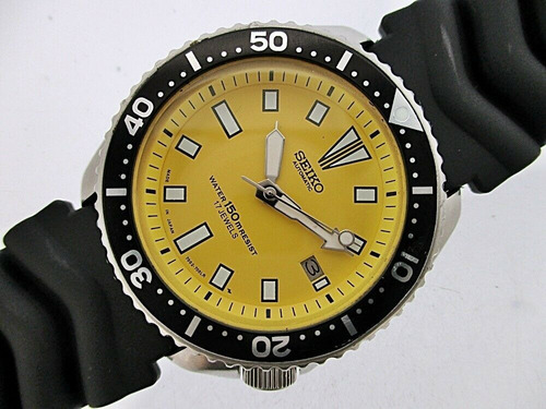 Relógio Seiko Diver 7002-700lr Amarelo De 1993 Perfeito Estado  Funcionamento Totalmente Revisado Pulseira Original Nova | Frete grátis