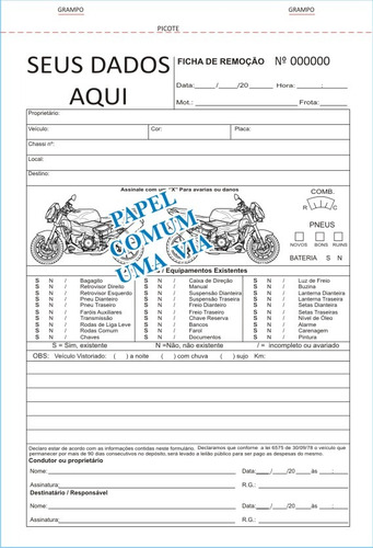 Checklist Moto / Personalizado / 4 Tls. De 50 Fls