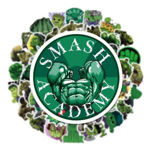 Imagen 2 de 4 de Hulk - Set De 50 Stickers / Calcomanias / Pegatinas
