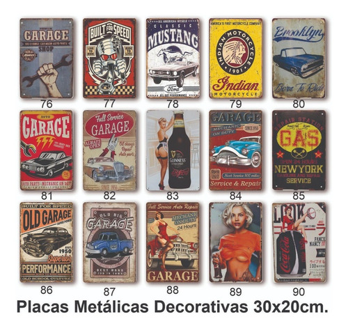 Imagen 5 de 10 de Placa Poster Vintage Retro Metálica Colgar Decorativo 15x30