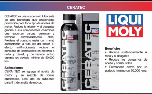 Ceratec Liqui Moly 300 Ml Aditivo Antifriccionante Ceramico