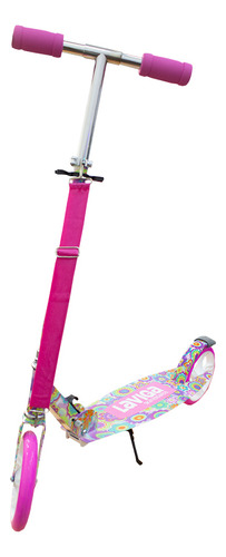Scooter Patín Plegable Para Niñas Y Niños + Protecciones Color Rosa Floreado