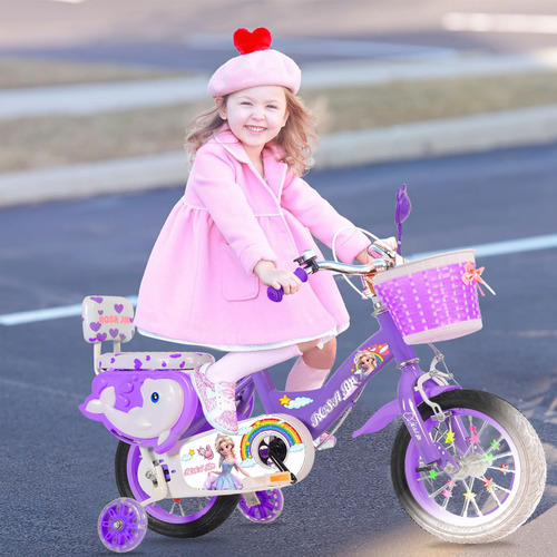Bicicleta Para Niña 16 Ideal Para Niñas De 4 A 7 Años Color Violeta-1 Tamaño Del Cuadro 16
