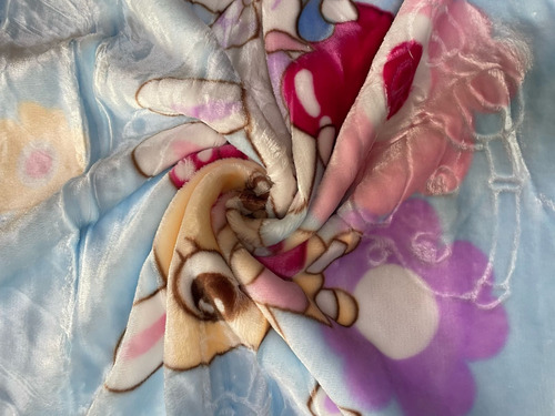 Cobertor Cunero Para Bebe 100x120cm Extra Suave Calientito Happy Azul Lisa