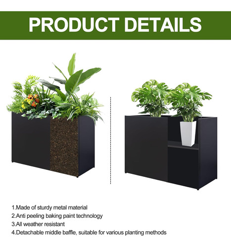 Macetero De Metal Rectangular Para Exterior Con Agujeros De