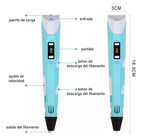 Lapiz 3d Impresora Con Pantalla + Soporte + Filamentos Multicolor