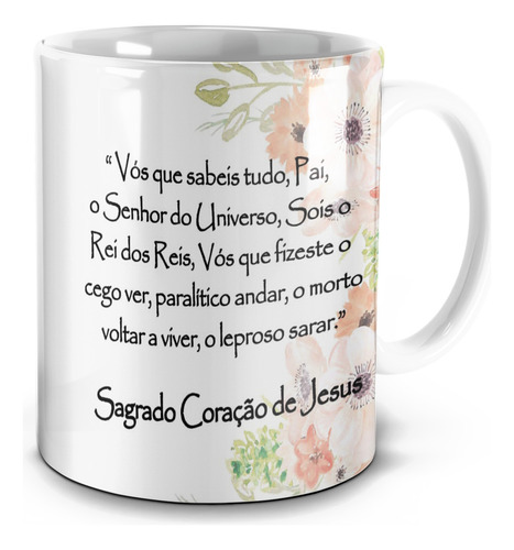 Caneca Branca Religiosa Sagrado Coração De Jesus