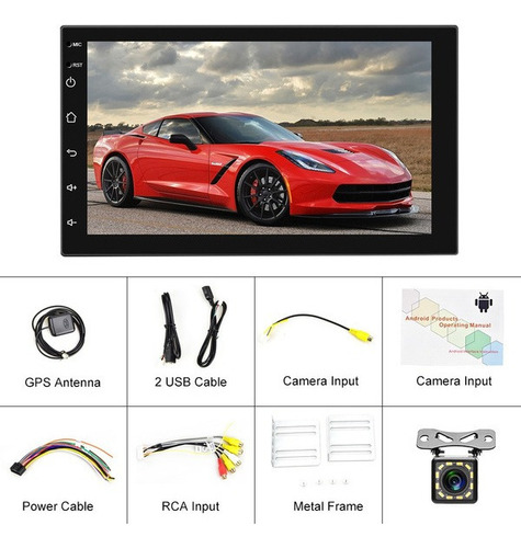 7 Pulgadas 2 Din Coche Radio 2.5d Gps Android Media Mp5 Play